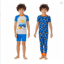 Kirkland Boys 4 Piece Pajama Set Size 7 - Blue Gray Orange