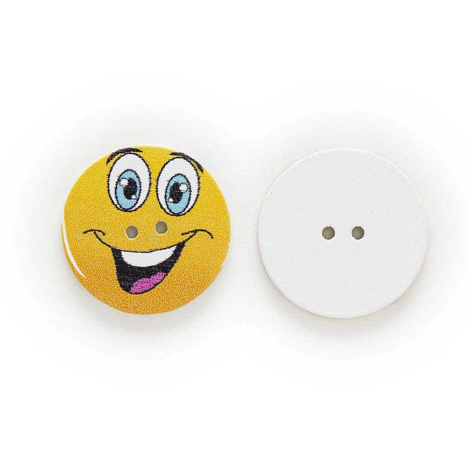 30pcs Smiling Round Wood Buttons for Sewing Scrapbooking Cloth Home Decor 25mm - Image 2 of 3