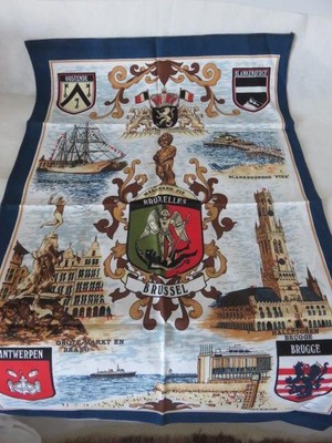 vintage souvenir unused  Belgium cotton  tea towel  Clive Mayor