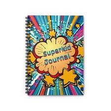 Superkid Blank Journal, Comic Themed Spiral Notebook, Ruled Line Blank Notepad