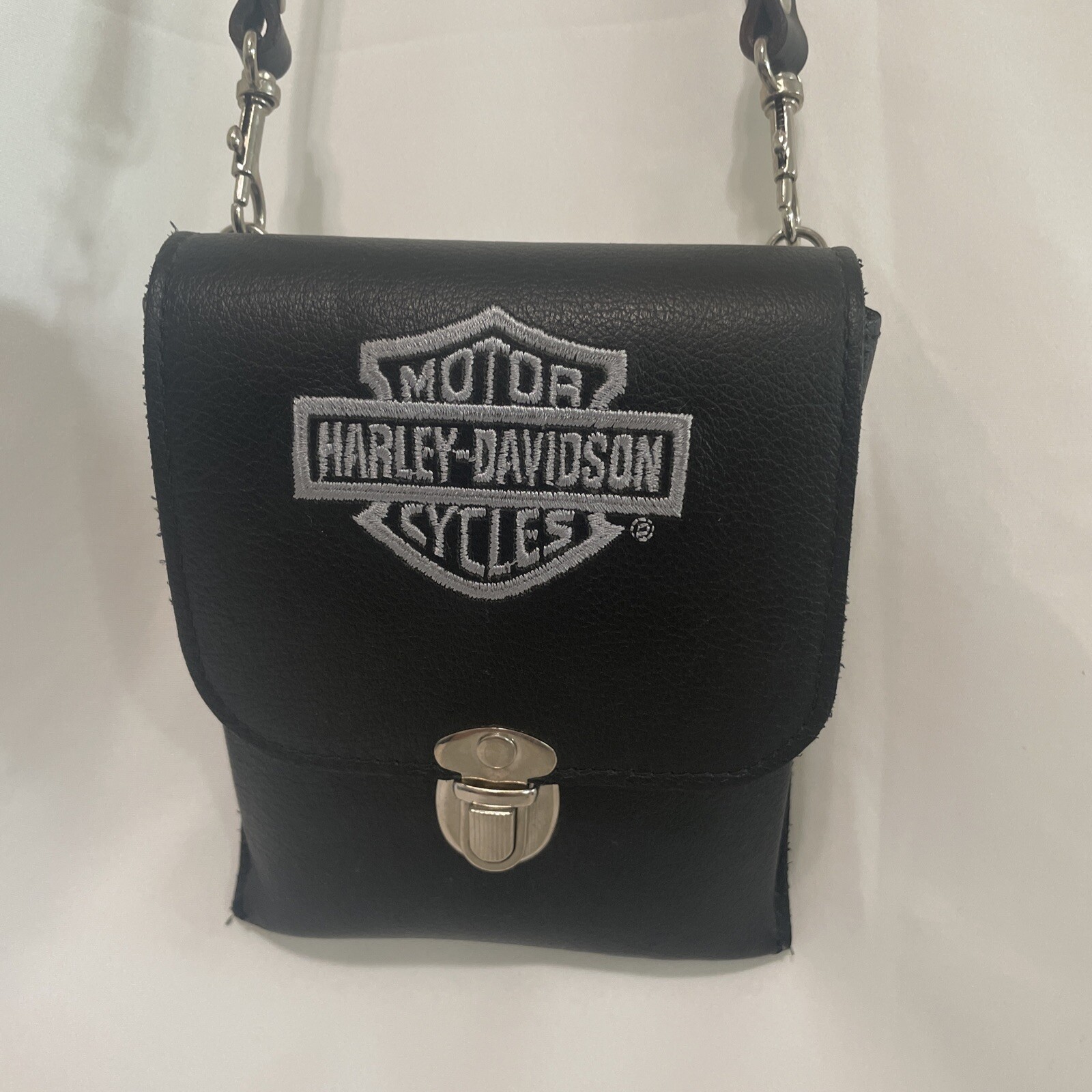 Harley Davidson vintage leather Purse Black Usa Gem