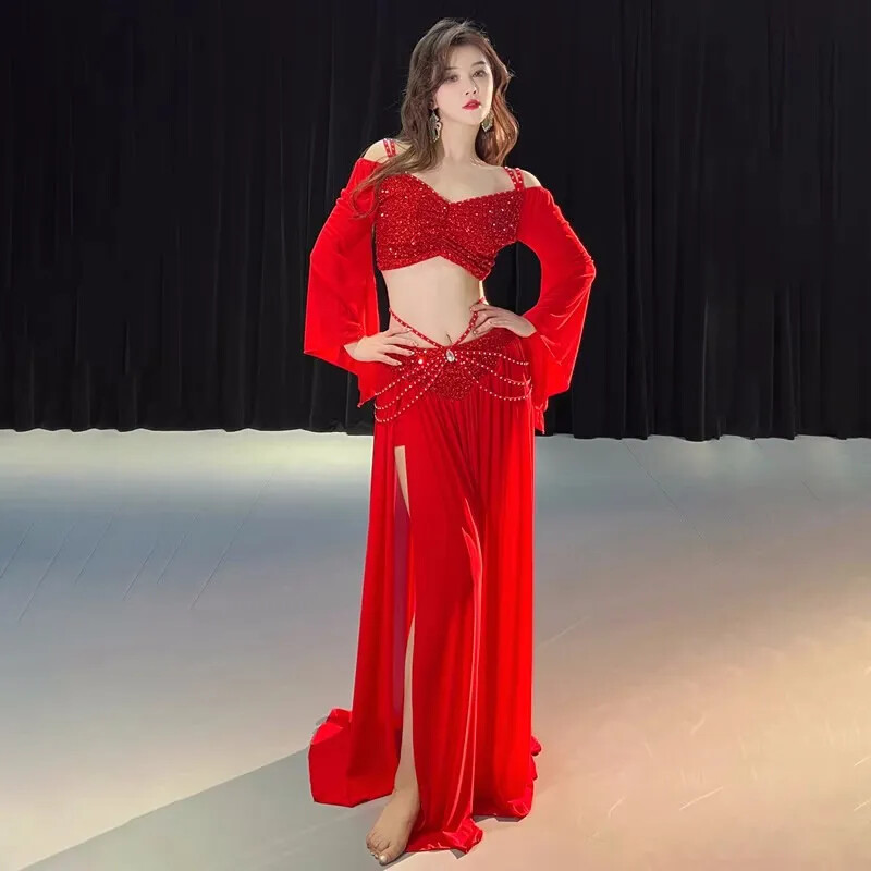 Belly Dance Practice Suit Top Skirt Belly Dancing Costume Oriental