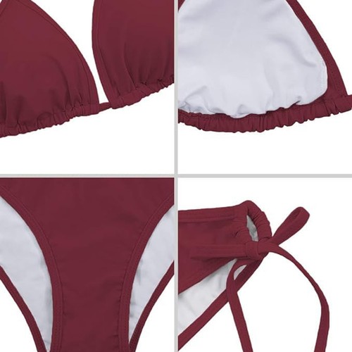 Women Bandeau Bandage Bikini Set Sexy Brazilian Swimwear Slim Beachwear Swimsuit - Picture 20 of 43