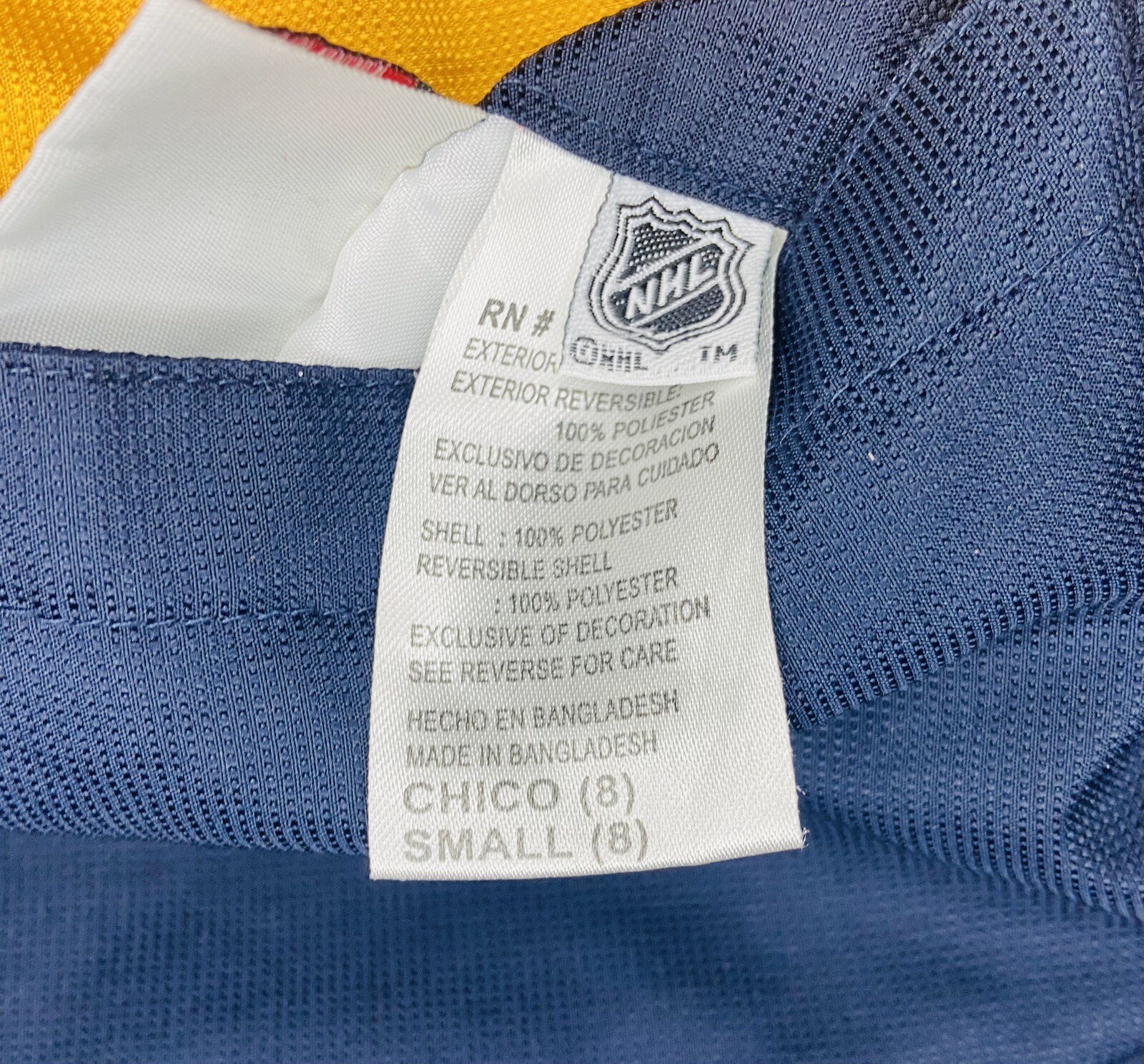 Reebok NHL Buffalo Sabres Youth Reversible Blue/Yellow Full-Zip Jacket; S thumbnail 6