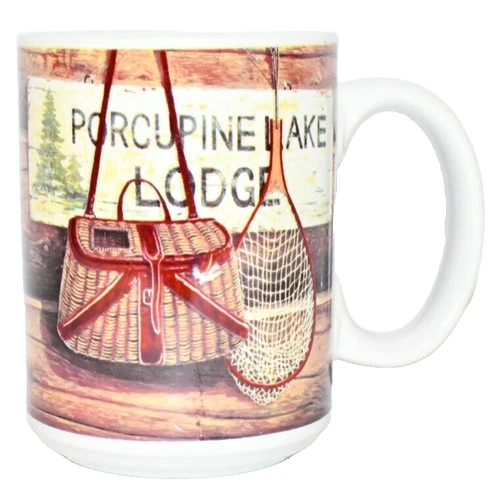 Cup Mug Coffee Tea Lake Lodge Fly Fishing Camping Ceramic Porcelain 