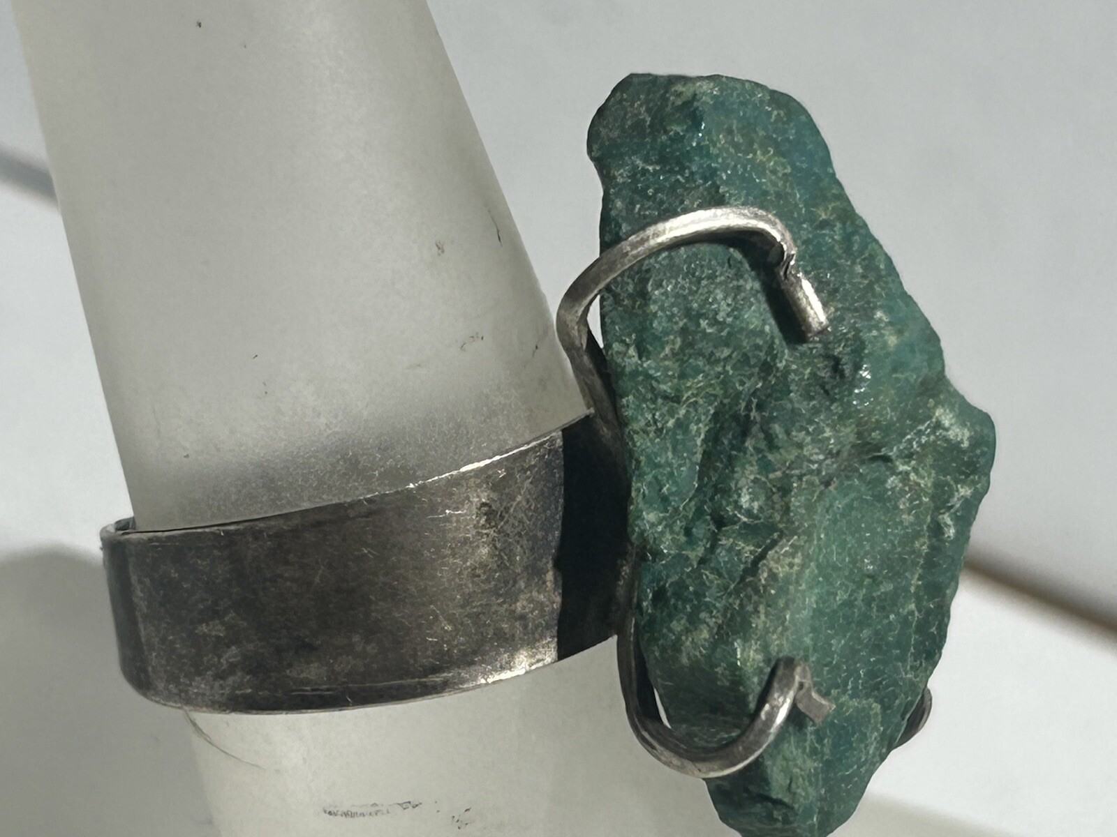 Antique Turquoise Silver Ring Adjustable - image 2