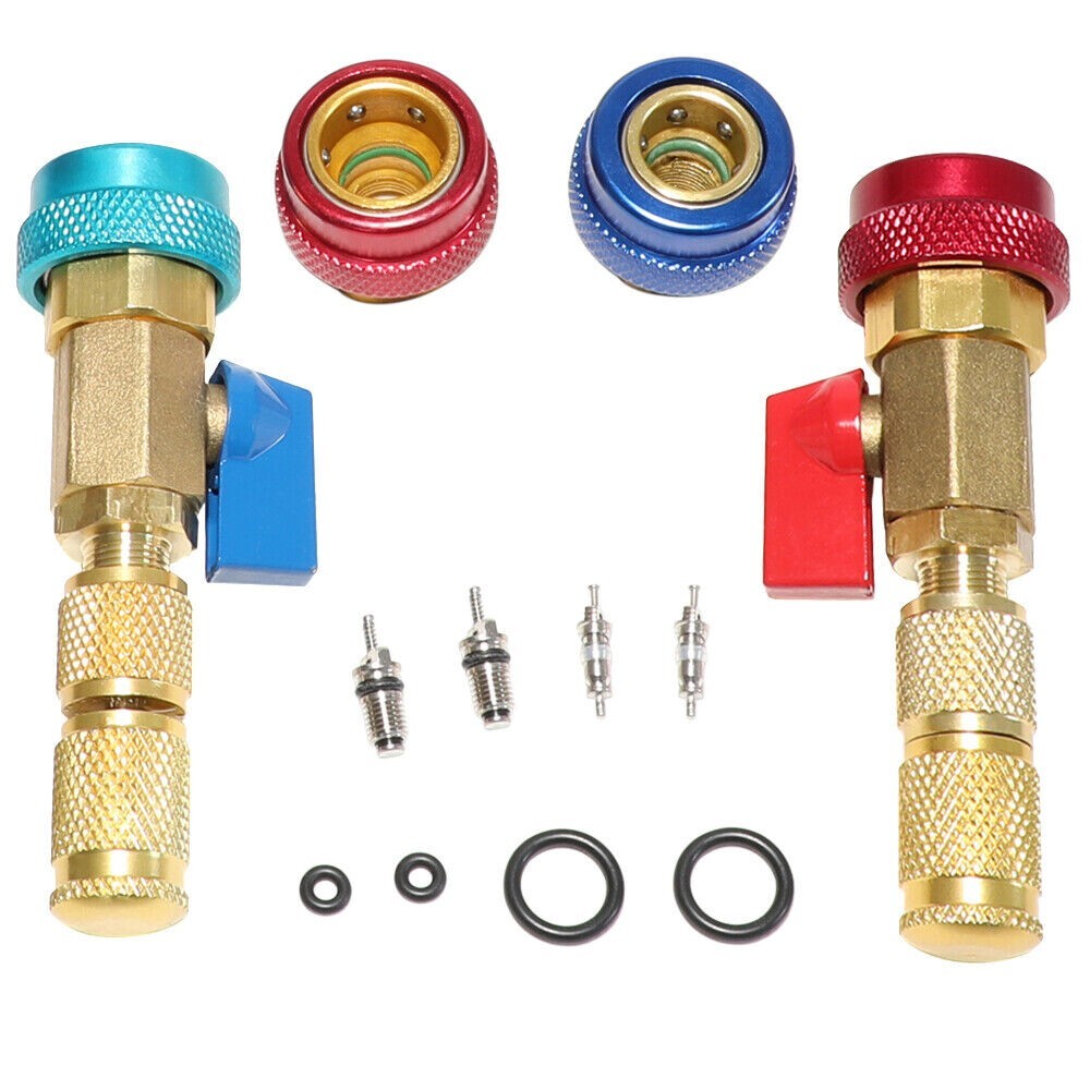 AC R134A R1234YF Valve Core Tool, Copper Aluminium Alloy High Low Pressure Repair Tool Valve Core Quick Remover Installer Set For Ac 89038179