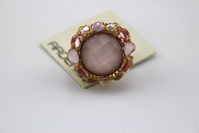 ARDEN B. Faux Pink Cabochon Rhinestone Gold Tone Statement Cocktail Ring 8 NWT