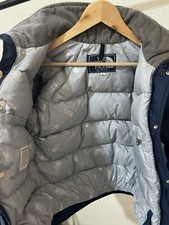 vintage North Face brown label down jacket w/ corduroy collar small USA made!