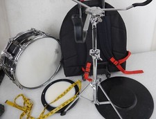 LUDWIG ACROLITE 5 X 14 SNARE DRUM BLACK GALAXY W/BAG STAND AND PADS