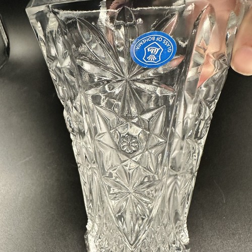 Böhmische tschechische 24 / Kristall handgeschnittene Vase - Bild 6 von 11