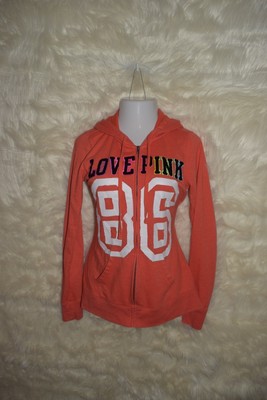 On Sale Victoria Secret PINK Womens Medium Hooded Jacket Full Zip Love 1986 100 cotton On Sale Victoria Secret PINK Womens Medium Hooded Jacket Full Zip Love 1986 100 cotton