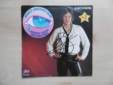 Johnny Logan autograph signed 18x18 cm single "What's Another Year"