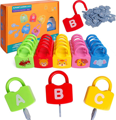 Color Alphabet Learning Lock Toys Educational Letter Combination-With 26 Locks, 