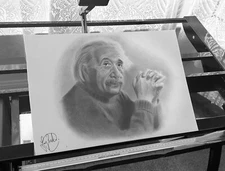 Albert Einstein Science Collectable Hand Drawn Art Print Picture Poster Vintage