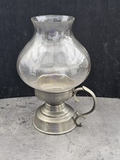 ZINN KERZENLEUCHTER 126 Gramm mit Glas 314 Gramm 20 cm Höhe gebraucht