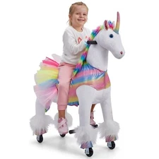 Lil’ Jumbl Ride on Horse, Kids Ride on Toy w/Realistic Sounds & Wheels (Rainbow)