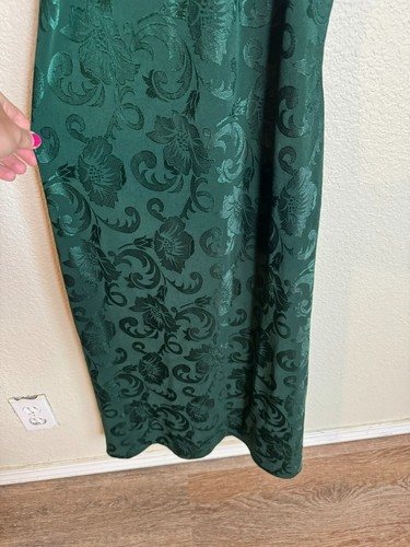 Vintage Be Smart Maxi Dress Size Medium Green Y2K Floral Textured Evening - Picture 5 of 10