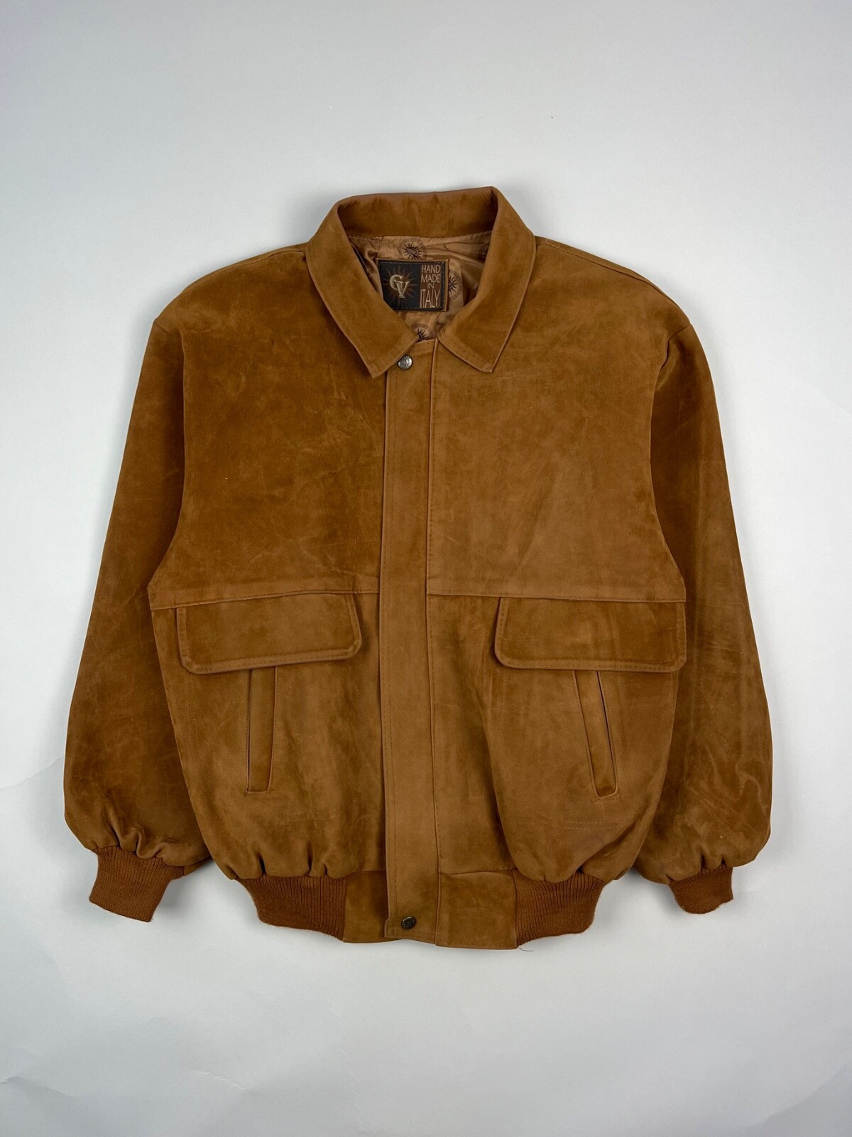 Suede Bomber Jacket Light Brown XL