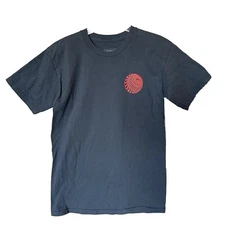 Spitfire Logo Skateboard Wheels T-Shirt Dark Grey with Red Lettering Mens Small