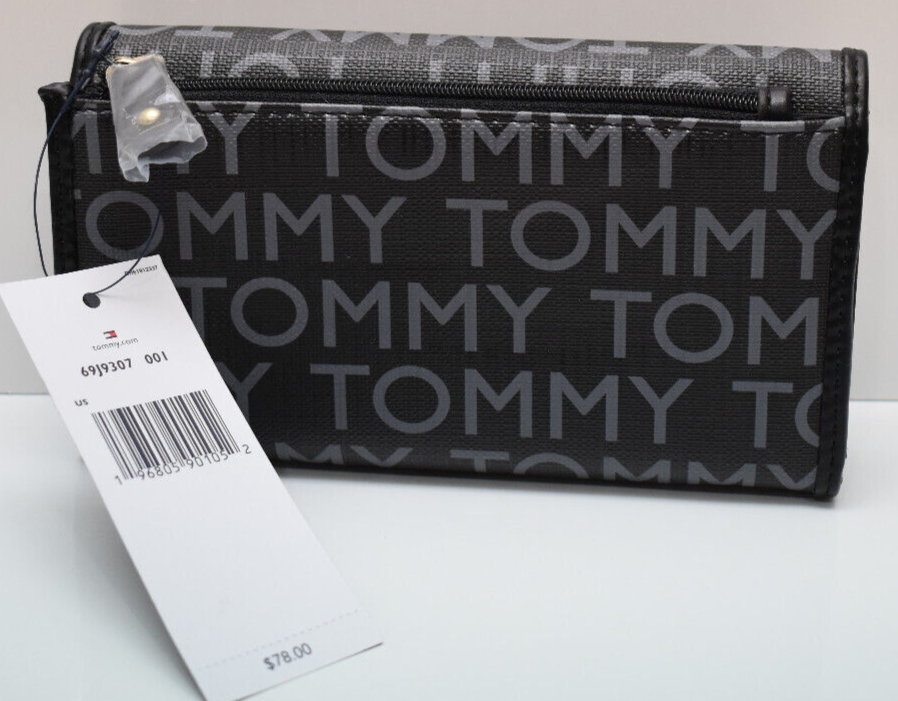 Tommy Hilfiger Tommy Logo Clutch Wallet Black Grey New! NWT | eBay