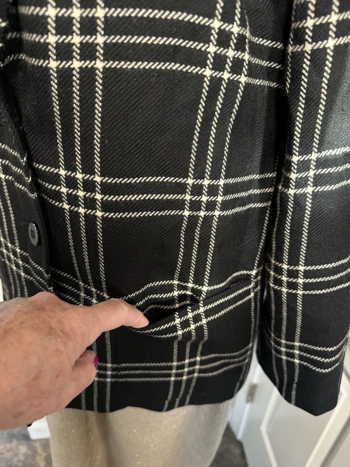 Blazer Jaeger Hecho en Gran Bretaña Blanco y Negro 100% Lana EE. UU. Talla 6 Foto 2 de 4