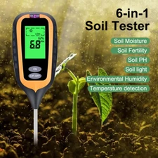 Handheld 6 IN 1 Soil Tester LCD Digital PH Moisture Sunlight Fertility Detector