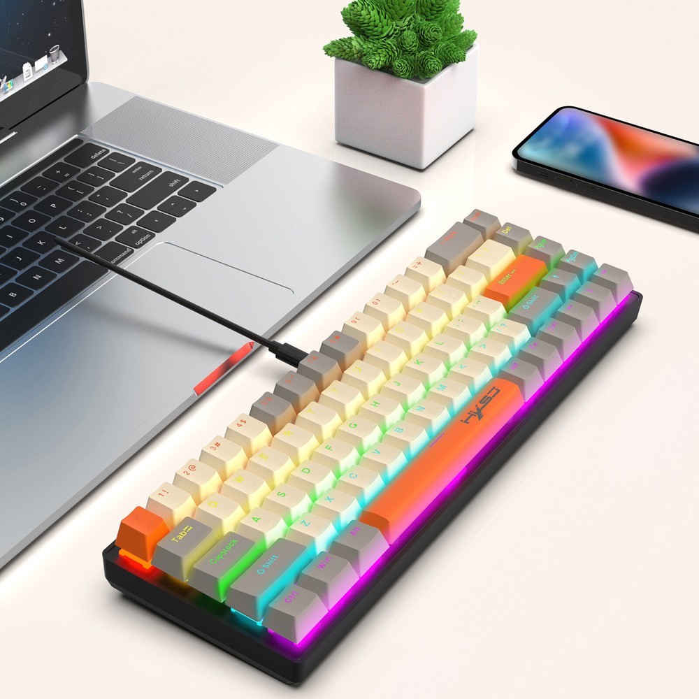 K88 Compact Mechanical Keyboard with Ice Blue Backlight and Ergonomic Design E9D9