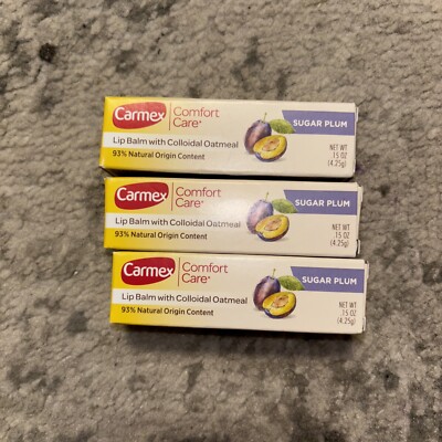 3 x Carmex Comfort Care Lip Balm Sugar Plum 