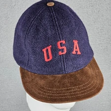 RARE Vintage Polo Ralph Lauren USA Blue Wool Hat Size Kids S-XL Made In USA