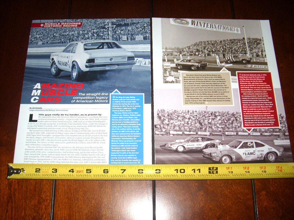 AMERICAN MOTORS AMC RACE CARS AMX HORNET GREMLIN  ORIGINAL 2017 ARTICLE