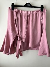 ASOS Top Size 10 Pink Satin Off The Shoulder Wrap Blouse Formal Party