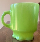 Vintage Anchor Hocking FIRE-KING Green Concord Stacking Coffee Mug D Handle