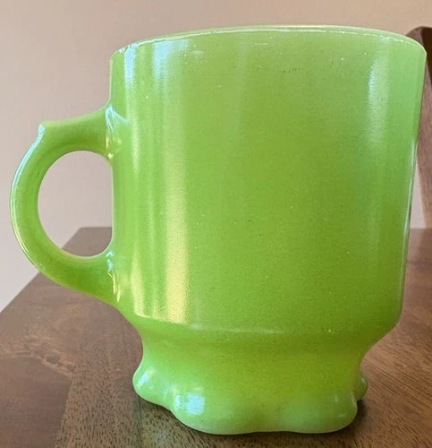 Vintage Anchor Hocking FIRE-KING Green Concord Stacking Coffee Mug D Handle
