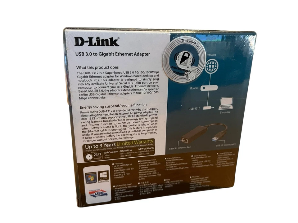 D-Link DUB-1312 USB 3.0 to Gigabit Ethernet LAN Network Adapter for PC Notebook - Image 2 of 3