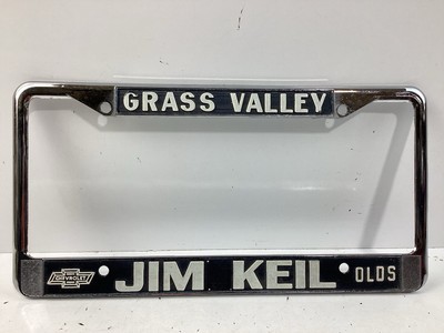 Vintage Grass Valley CA Jim Keil Chevrolet Oldsmobile Metal License Plate Frame