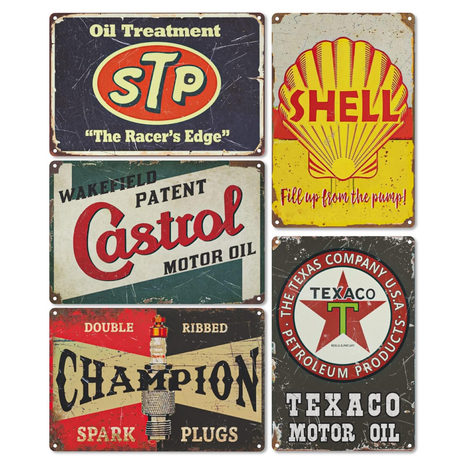 EastLink Vintage Garage Signs Set of 5 PVC Wall Decor for Man Cave Workshop