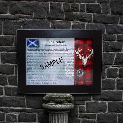Clan Adair - Scottish Tartan with Stag Head