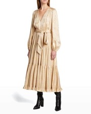 New Ulla Johnson Helena Silk Brocade Midi Dress Size 8US 