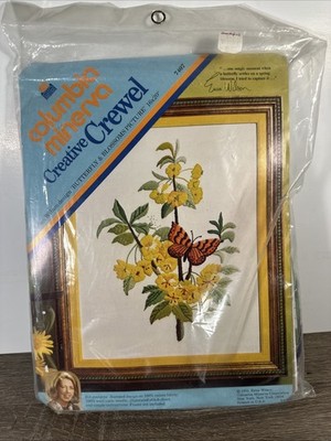 1973 Columbia Minerva Needlepoint Picture Kit 16x20 Butterfly & Blossom #7407
