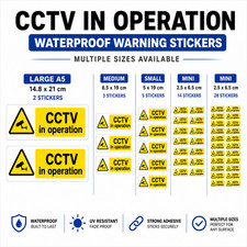 CCTV in Operation Waterproof Stickers Security Warning Labels UK  Various Sizes