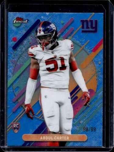2025 Topps Finest Abdul Carter Rare RC Blue Refractor Rookie #/99 Giants