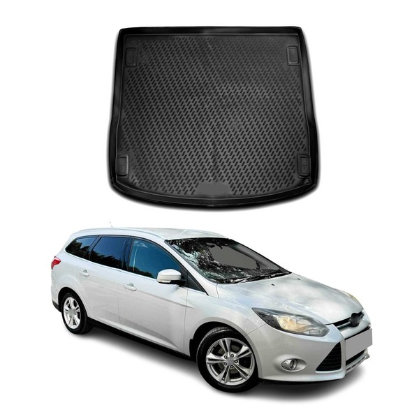 Kofferraummatte Kofferraumwanne FüR Ford Focus 2010-2018 Turnier Kombi Gummi Tpe-image