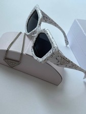 Prada White Marble Chunky Geometric Sunglasses