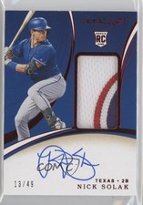 2020 Panini Immaculate Rookie Red 13/49 Nick Solak #107 Patch Auto 1u6
