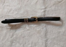 Brighton Classics Women Leather Belt Sz ML32 Lizard Snake Embossed Black 4B603