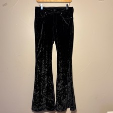 Wrangler Black Velvet Flared Bell Bottom Jeans Women's Size 27 X 34 Retro 70s