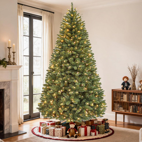 6 Ft Prelit Christmas Tree, Artificial Christmas Tree with 250 Warm ...