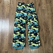 Burton Boys Snow Pants XL Green Camo Lightning Bolt Waterproof Ski Snowboard