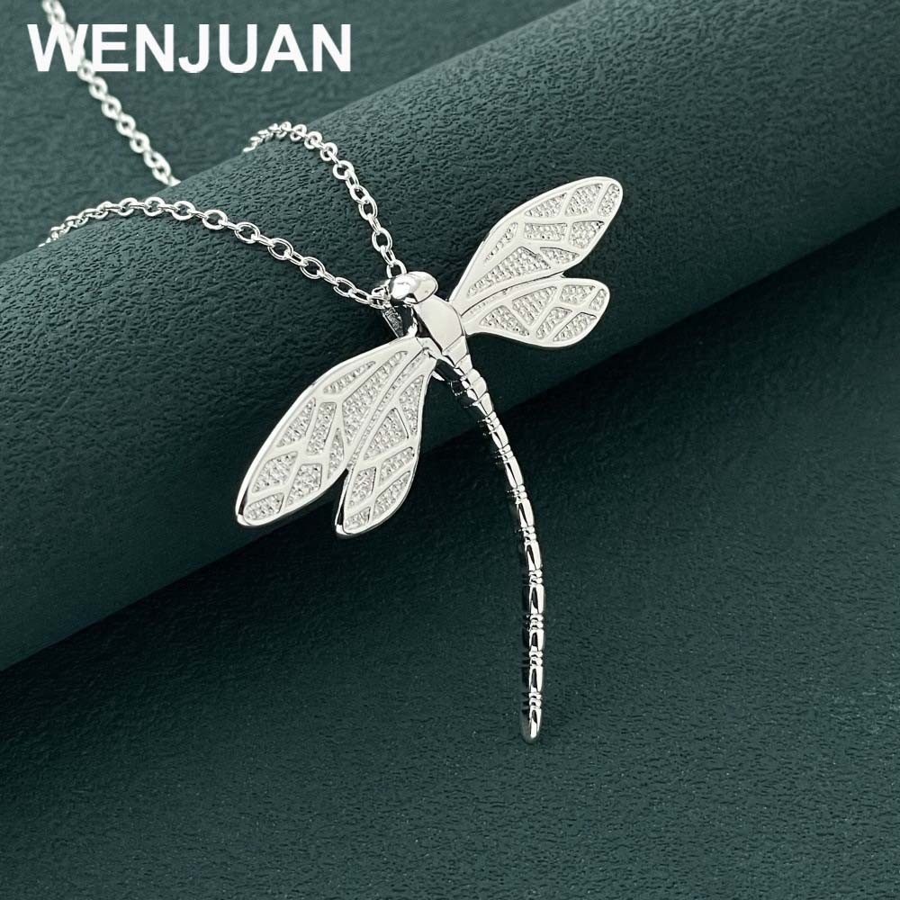 Collar de plata esterlina 925 con colgante de libélula cadena Rolo para mujer joyería de moda